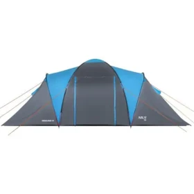 NILS Camp NC6431 Highland IV modrý/šedý / Rodinný stan / 4 osoby / 125+200+125 x 210 x 190 cm / vodní sloupec: 4000mm (5907695554410)