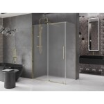 MEXEN/S - Velar sprchový kout, posuvné dveře 140 x 80 cm, dekor, zlato 871-140-080-31-50