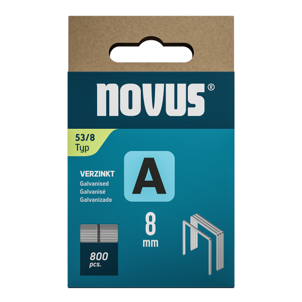 Novus tenké, drátové sponky typ A, 53 F/8 mm, Super Hard, 800 ks