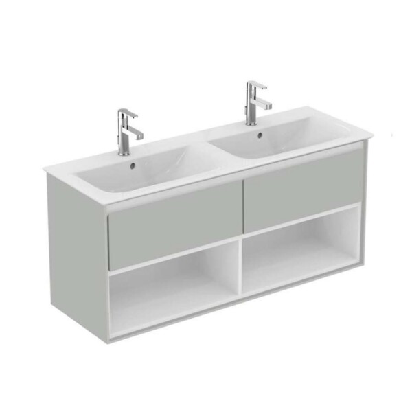 IDEAL STANDARD - Connect Air Skříňka pod dvojumyvadlo 120 cm, lesklá světle šedá/matný bílý lak E0829EQ