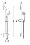JIKA - Rio Set sprchové hlavice, tyče 600 mm a hadice 1,7 m, nerez/chrom H3651R00043711