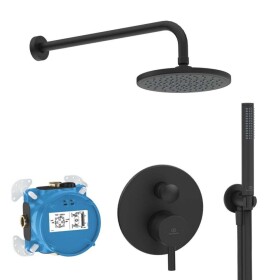 IDEAL STANDARD - CeraLine Sprchový set s baterií pod omítku, s tělesem, průměr 20 cm, matná černá BD193XG