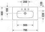 DURAVIT - DuraStyle Umyvadlo nábytkové Compact, 785x400 mm, s 1 otvorem pro baterii, bílá 2337780000