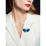 Luxusní brož Swarovski Elements Modrý motýl, Modrá