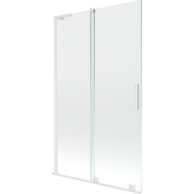 MEXEN/S - Velar L dvoukřídlá posuvná vanová zástěna 110 x 150, transparent, bílá 896-110-003-01-20
