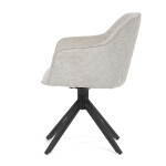 Jídelní a konferenční židle, potah krémová látka, kovové nohy, černý mat