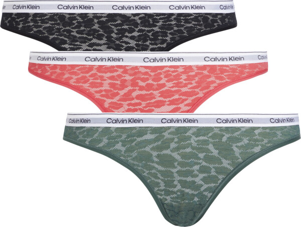 Dámské kalhotky BIKINI 3PK 000QD5069E GP6 černé/zelené/růžové - Calvin Klein S