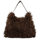 Stylová dámská plyšová kabelka do ruky Oresti, tmavě hnědá