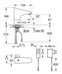 GROHE - Europlus E Elektronická umyvadlová baterie, chrom 36015001