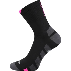 VOXX Ponožky slabé GASTL se stříbrem ČERNÉ S NEON RŮŽOVOU (3 páry) 35-38 114193