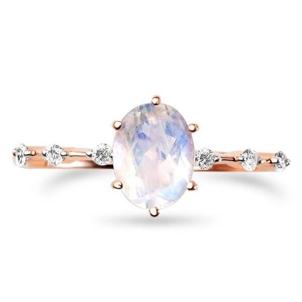 Emporial prsten 14k zlato Vermeil GU-DR8706R-ROSEGOLD-MOONSTONE-ZIRCON Velikost: 6 (EU: 51-53)