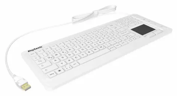Keysonic KSK-6231 INEL bílá / Průmyslová klávesnice s touchpadem / IP68 / USB / podsvícení / německý layout (28091)