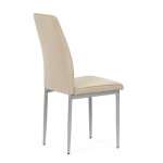 Židle jídelní, béžová látka, šedé kovové nohy