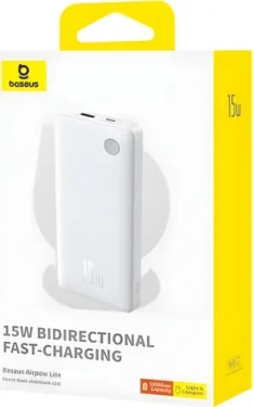 Baseus Airpow Lite bílá / Powerbanka / 10000 mAh / 15W (P10067500213-00)