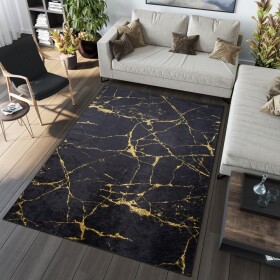 DumDekorace Tmavý moderní koberec s mramorovým vzorem Šířka: 80 cm | Délka: 200 cm