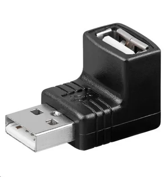 MicroConnect zahnutý adaptér do pravého úhle USB2.0 A (M) - USB2.0 A (F) černá (USBAMAFA)