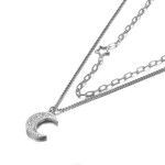 Ocelový náhrdelník Anna - chirurgická ocel, půlměsíc, hvězda, Stříbrná 40 cm + 5 cm (prodloužení)