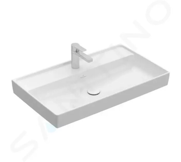 VILLEROY & BOCH - Collaro Umyvadlo nábytkové 800x470 mm, bez přepadu, otvor pro baterii, CeramicPlus, Stone White 4A3381RW