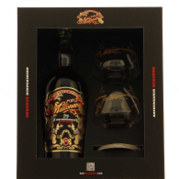 Millonario Aniversario 10 Reserva 40% 0,7 l (dárkové balení 2 sklenice a 4 podtácky)