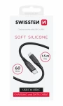 SWISSTEN SOFT SILICONE datový kabel USB-C 1.5m černá / 60W / 3A / 1x USB-C(M) / 1x USB-C(M) (71532010)