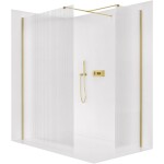 CERANO Sprchová zástěna Walk-in Onyx T L/P - 8 mm - hranatá vzpěra - zlatá, rýhované sklo - 120x90x200 cm