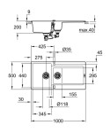 GROHE - Dřezy Kompozitní dřez K500 s automatickým odtokem, 100x50 cm, granitová černá 31646AP0