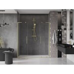 MEXEN/S - Velar L Duo posuvné sprchové dveře 180, transparent, zlatá kartáčovaná 871-180-003-02-55