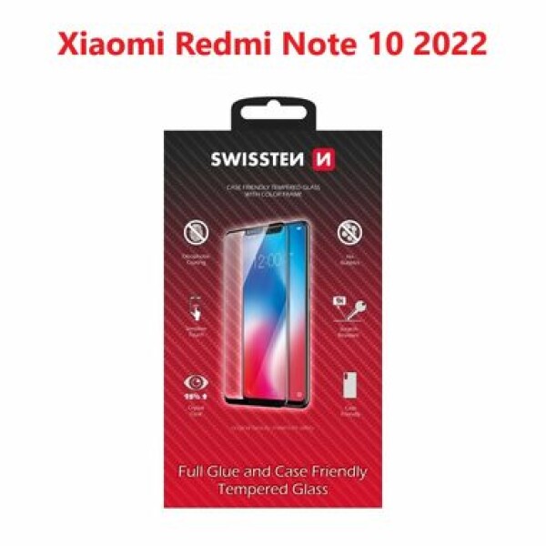 SWISSTEN FULL GLUE COLOR FRAME CASE FRIENDLY sklo pro XIAOMI REDMI 10 2022 černá (54501834)