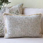 Chic Antique Povlak na polštář Aix Fringes/Leaves Opal 35 × 50 cm, krémová barva, textil