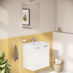 Koupelnová sestava s umyvadlem zrcadlem a osvětlením VitrA Mia 59x61x39,5 cm bílá lesk MIASETFP60B MIASETFP60B