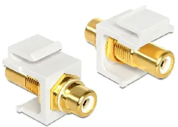 Delock Keystone modul / konekor RCA samice - RCA samice / pozlacený / bílý (86310)