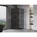MEXEN/S - Mist L sprchový kout čtvrtkruh, křídlové 80 x 80, černá kratka, černá 8A32L-080-080-70-77