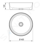 RAVAK - UNI Umyvadlo na desku, průměr 400 mm, bílá XJX01140001