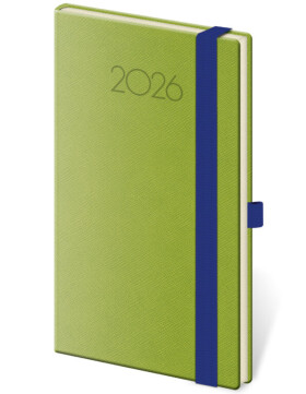 Týdenní diář 2026 Helma kapesní - New Praga zelený s gumičkou