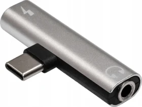 Akyga AK-AD-71 stříbrná / Audio adaptér / USB-C - Jack 3.5mm / s portem USB-C pro nabíjení (AK-AD-71)