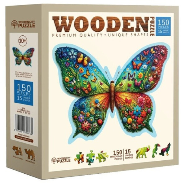 Dřevěné puzzle Barevný motýl 150 dílků
