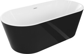MEXEN/S - Luna vana volně stojící 180 x 80, bílá/černá, sifon a přepad bílá 52031808075-20