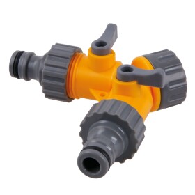 Šroubení plastové rozdvojka, sys. 1/2", 2x ventil, závit vnitřní 3/4", ROSA