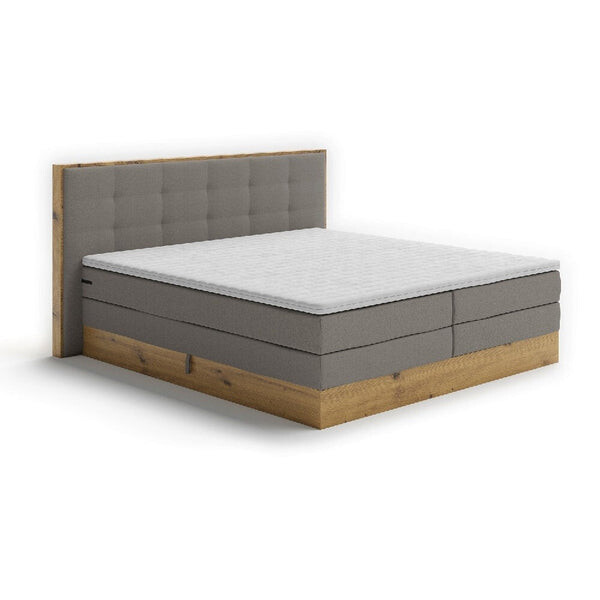 Postel Boxspring Frederic 180x200, šedá,dub, vč.matrace a topper