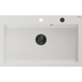 MEXEN/S - Elix granitový dřez 1-miska 800 x 500 mm, bílá, sifon černá 6527801005-20-B