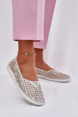 Semišové perforované dámské polobotky zlatobéžové Chulieta 37