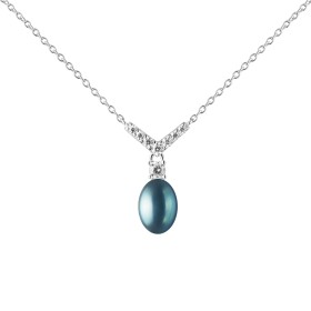 Stříbrný náhrdelník s říční perlou Doria Black - stříbro 925/1000, 40 cm + 6 cm (prodloužení) Černá