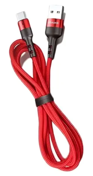 USAMS SJ311 U26 červená / Datový kabel / Lightning / Nylonový opletený / 1 m / 2A (SJ311IP02)