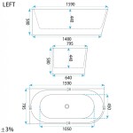 REA - Volně stojící akrylátová vana SYDNEY BELLANTO levá 160cm REA-W0252