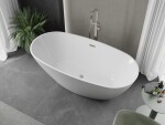 MEXEN/S - Eris volně stojící vana 180 x 95, bílá, sifon a přepad nikl kartáčovaný 53441809500-97