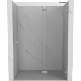MEXEN/S - Lunar sprchové dveře křídlové pravé 135 cm, transparent, nikl kartáčovaný 834-135-000-97-00-P