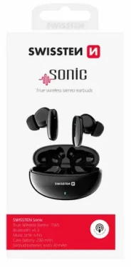 SWISSTEN SONIC TWS černá / Bluetooth sluchátka / BT 5.3 / 2x 30 mAh / 230 mAh (54400211)