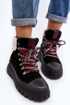Zateplené boty trapery na tlusté podrážce černé Ralotta 37