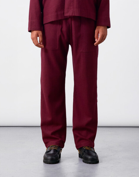 Service Works Flannel Chef Pants Burgundy M