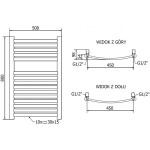 MEXEN/S - Helios radiátor + topná tyč 800 x 500 mm, 300 W, zlatá W103-0800-500-2300-50